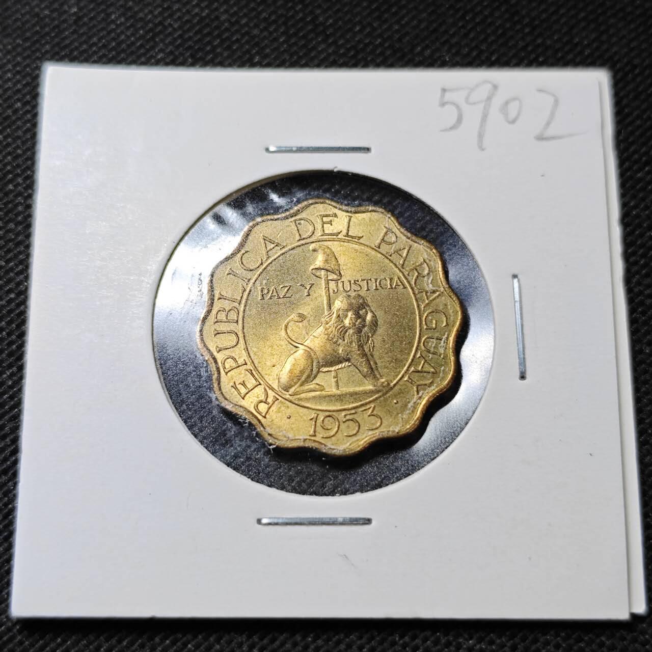 KK钱币收藏小铺  第359场  2月预留时间 周末发货 1953乌拉圭25分好品铜币