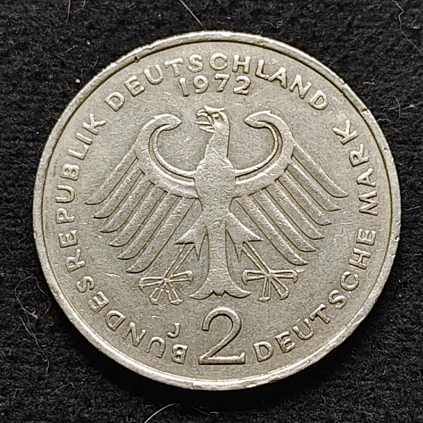 【全场包邮】纯粹捡漏拍472场（免费代拍第9场） 德国联邦德国1972年康拉德·阿登纳2马克