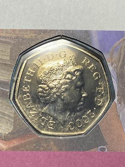 2025年第一百一十七场(总第一百四十三场）外国好品散币(免佣金) 邮币封–英国🇬🇧2000年50便士(2000年英国公共图书馆法案颁布150周年纪念封)