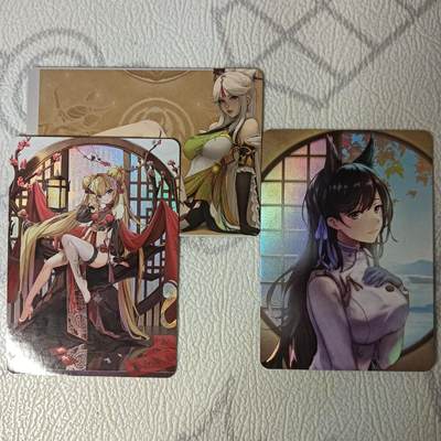 花开卡拍第44期（10月26号周日截拍，品控勿拍!!!拍品不寄存，运费5元，自制卡难免瑕疵，可能存在轻微撞角爆边等出厂瑕疵，品控介意勿拍！） - 动漫美女 3张 彩闪