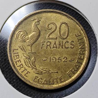 KK钱币收藏小铺  第359场  2月预留时间 周末发货 - 1952法国20法郎 
