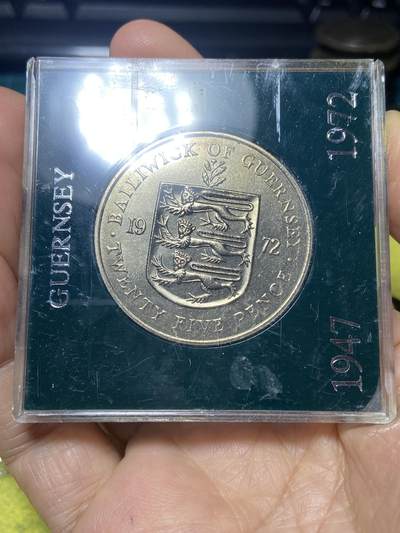 2025年第一百一十七场(总第一百四十三场）外国好品散币(免佣金) 少见品种–英属根西岛🇬🇬1972年25便士(伊丽莎白二世和菲利普亲王25周年银婚纪念币)