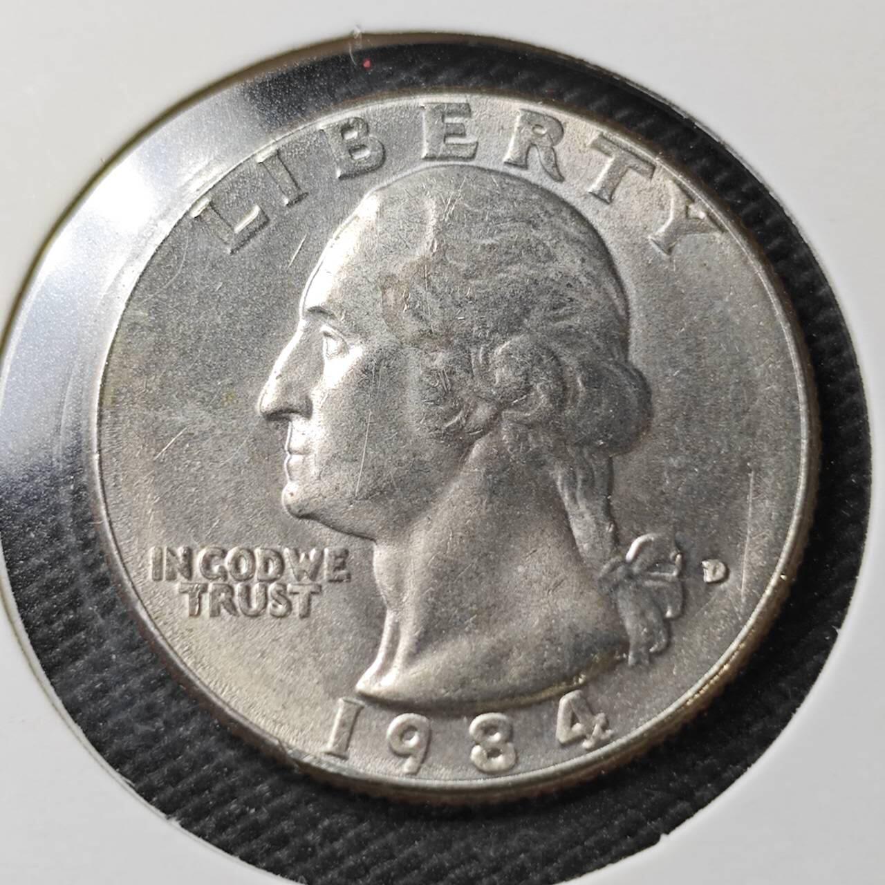 KK钱币收藏小铺  第358场  2月预留时间 周末发货  1984美国25分 好品