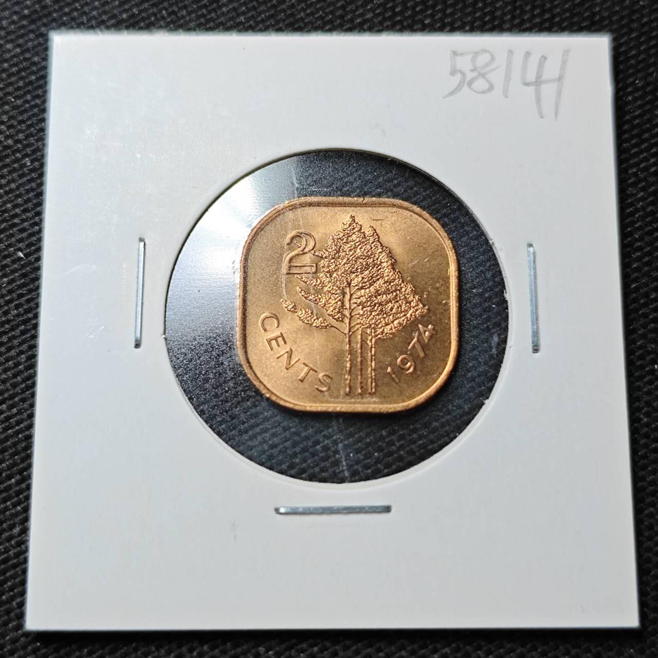 KK钱币收藏小铺  第358场  2月预留时间 周末发货  斯威士兰2分铜币 好品