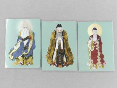 龙虎卡牌第六一场 （无佣金，单场满200元包邮，欢迎送拍） - 普卡3张 启读 李广-孔子&老子&释迦摩尼