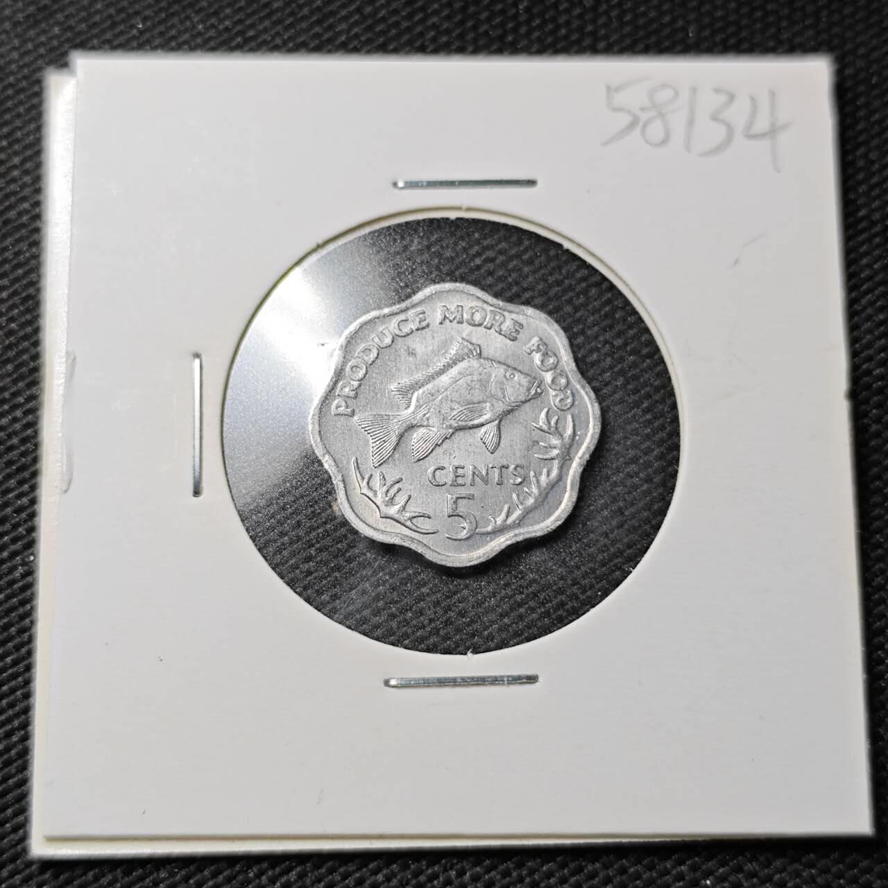 KK钱币收藏小铺  第358场  2月预留时间 周末发货  1977塞舌尔5分 鱼 好品