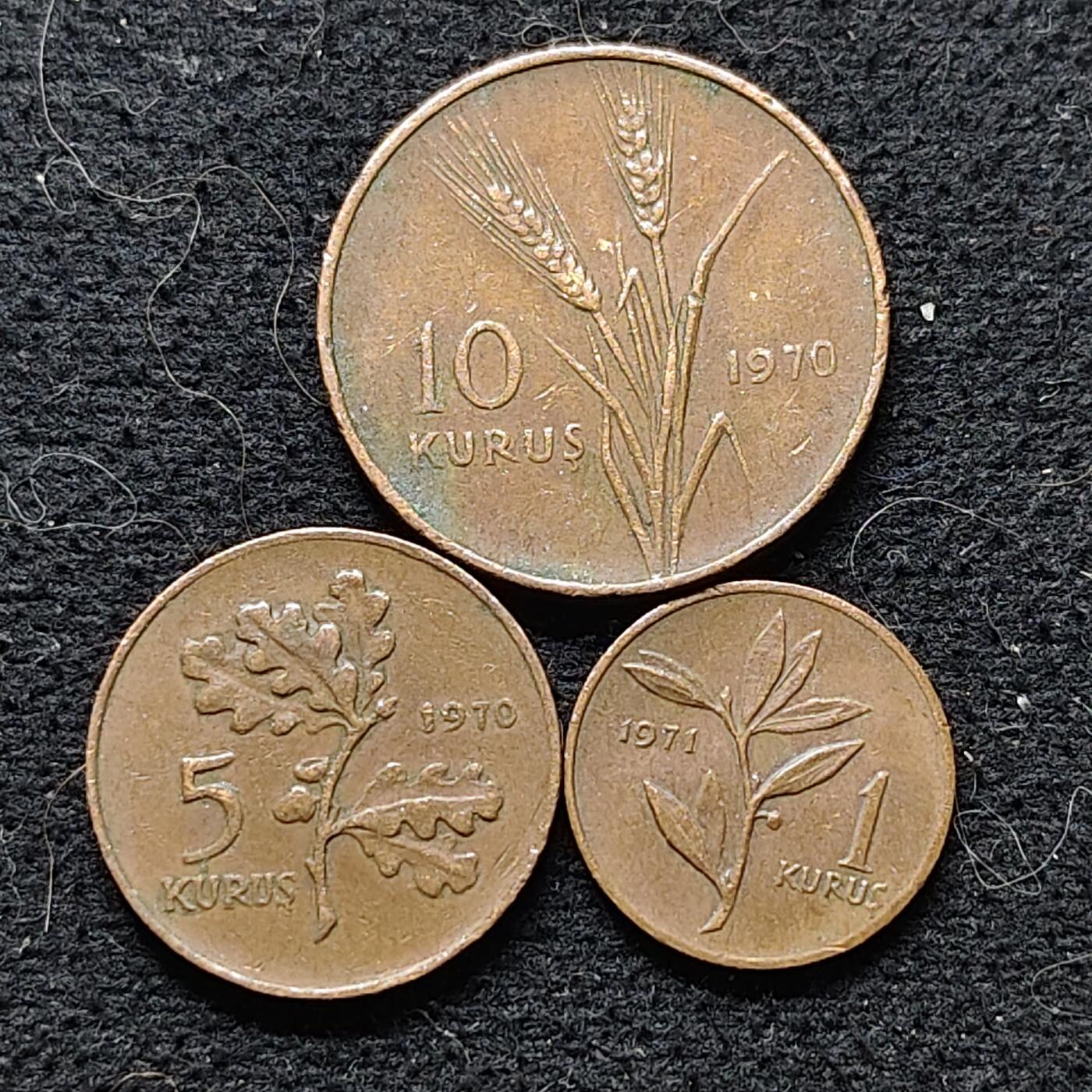【全场包邮】纯粹捡漏拍472场（免费代拍第9场） 土耳其1970-1971年3枚铜币套币