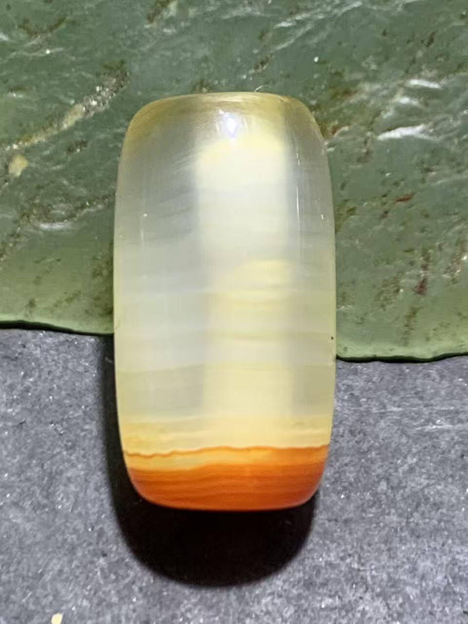 高玉化千层纹缠丝玛瑙随形通货桶珠一个，，