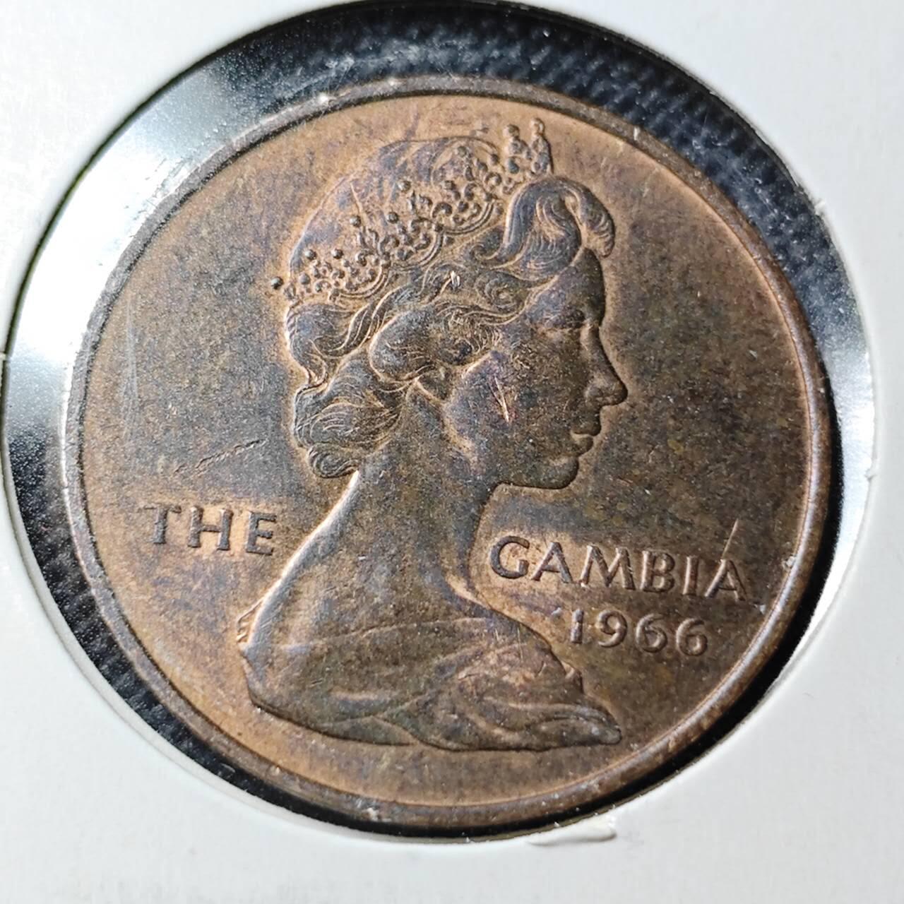 KK钱币收藏小铺  第358场  2月预留时间 周末发货  1966英属冈比亚1便士铜币
