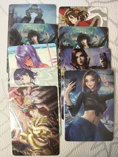 花开卡拍第44期（10月26号周日截拍，品控勿拍!!!拍品不寄存，运费5元，自制卡难免瑕疵，可能存在轻微撞角爆边等出厂瑕疵，品控介意勿拍！） - 各家小卡散卡 9张，粗闪粗彩闪钻闪