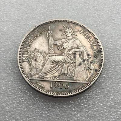 世界钱币专场拍卖 每周二开拍 - 1905年法属坐洋女神壹圆银币