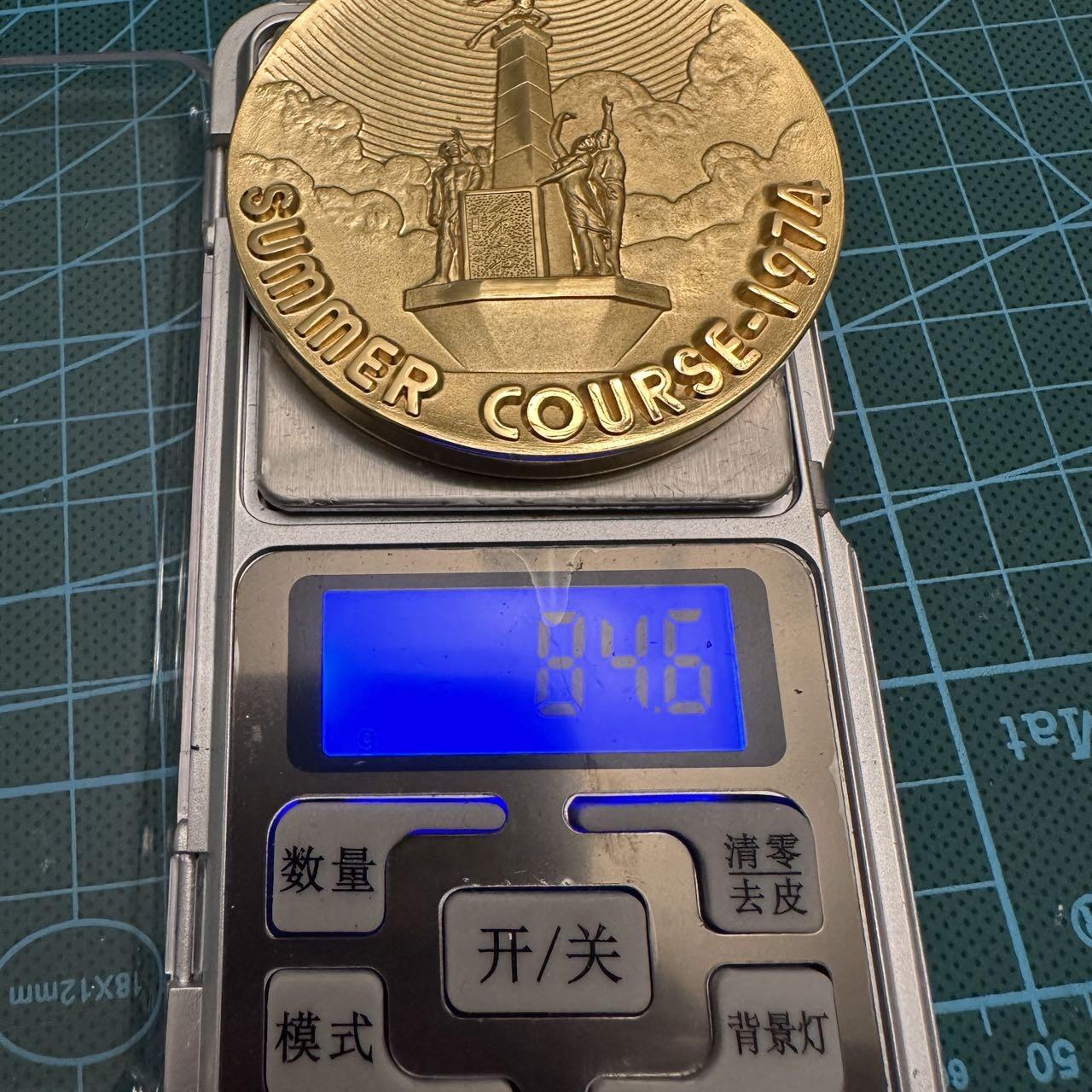 蒂克钱币-第46场 日本章牌专场 日本 1974年夏季讲习会 镀金铜章 59mm 84g 亚克力盒