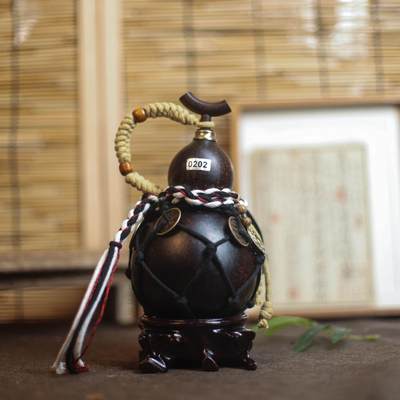 听雨轩（9）精品 非遗工艺天然大漆酒葫芦 一物一图专场 - 精品非遗工艺天然大漆酒葫芦0202 500ml