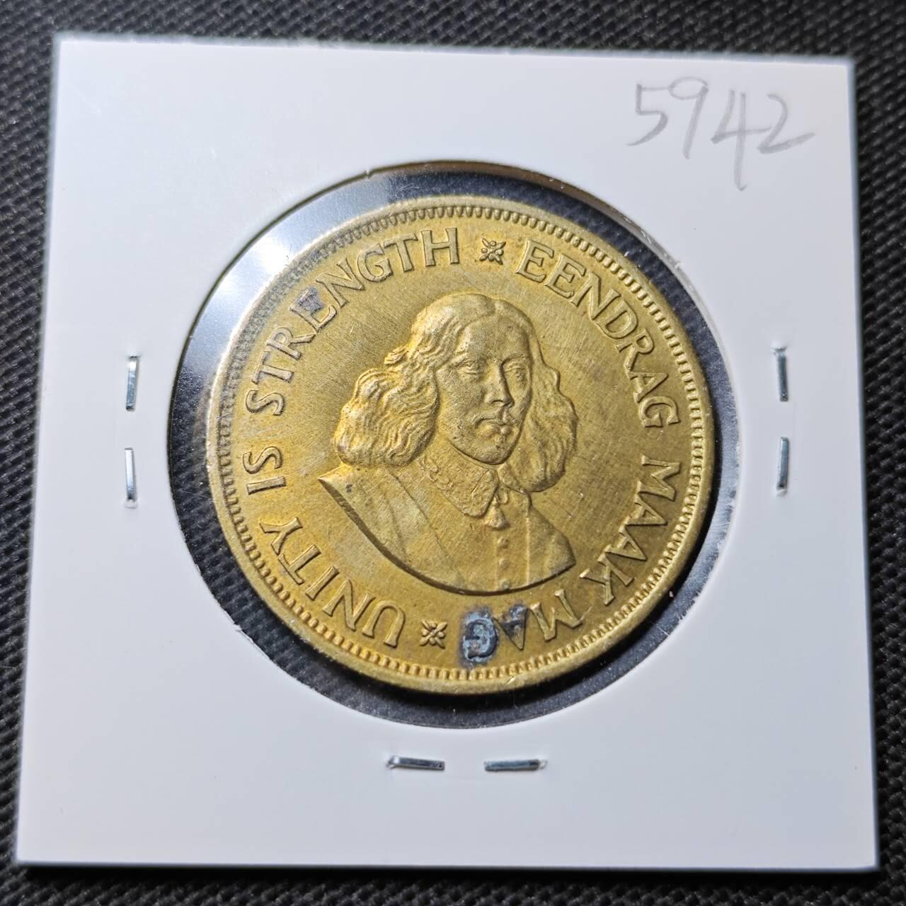 KK钱币收藏小铺  第359场  2月预留时间 周末发货  1964南非1分铜币