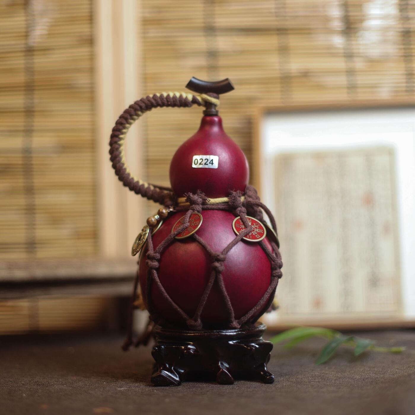听雨轩（9）精品 非遗工艺天然大漆酒葫芦 一物一图专场 精品非遗工艺天然大漆酒葫芦0224 600ml