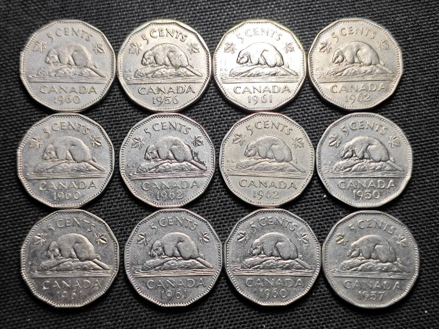 KK钱币收藏小铺  第359场  2月预留时间 周末发货  加拿大多边形5分镍币一组12枚