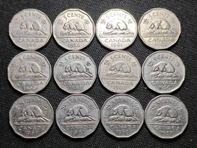 KK钱币收藏小铺  第359场  2月预留时间 周末发货 -  加拿大多边形5分镍币一组12枚