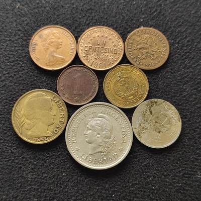 【全场包邮】纯粹捡漏拍472场（免费代拍第9场） - 世界各国各年份散币8枚一组-巴拿马+捷克斯洛伐克+阿根廷+巴西等