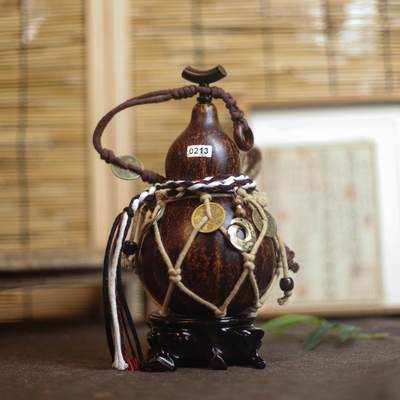 听雨轩（9）精品 非遗工艺天然大漆酒葫芦 一物一图专场 - 精品非遗工艺天然大漆酒葫芦0213 600ml