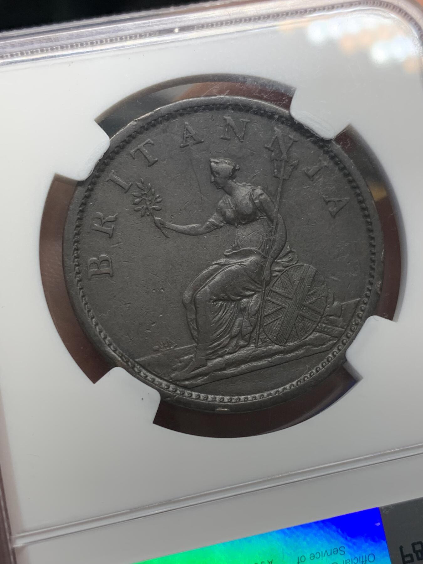 《竞宝斋》第432场 周日，周一 2场连拍 （全场包邮） NGC XF40BN 1807年 英国SOHO厂 乔治三世 1便士大铜币