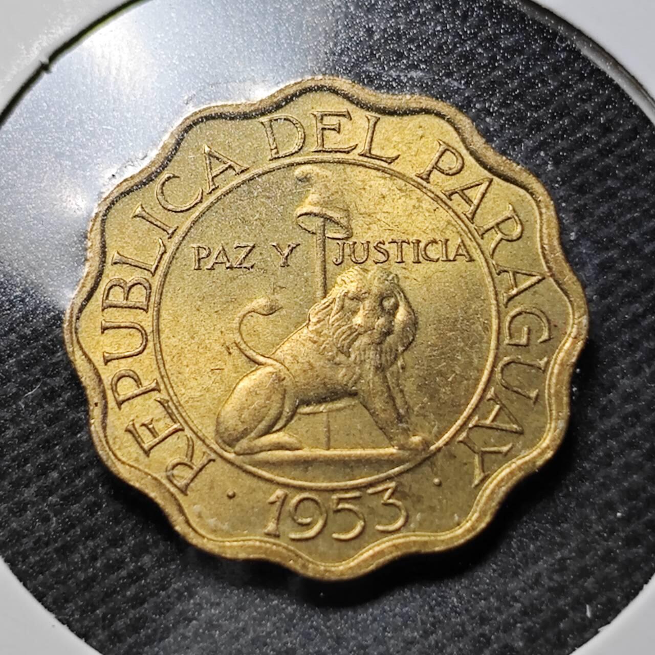 KK钱币收藏小铺  第359场  2月预留时间 周末发货 1953巴拉圭10分铜币 好品 