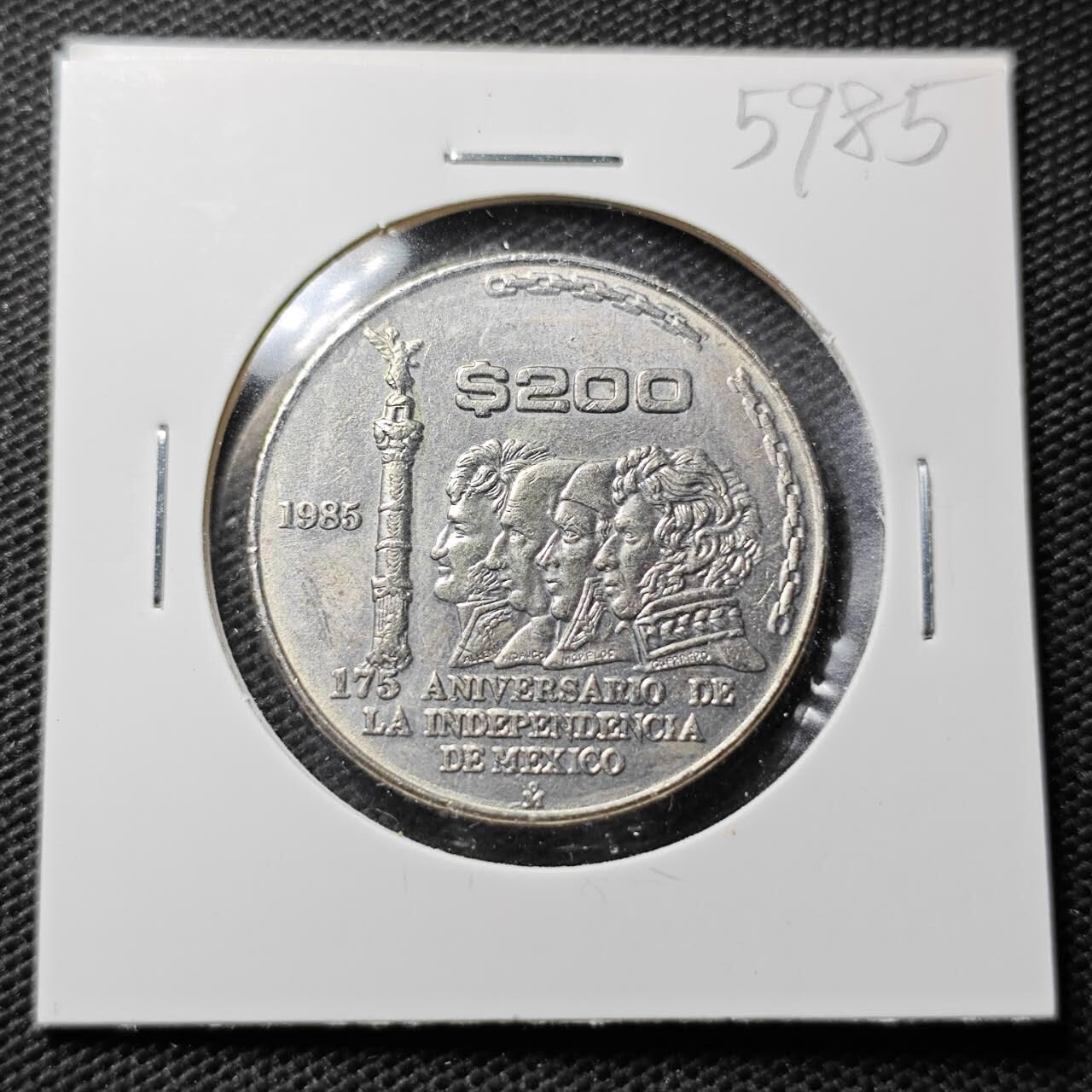 KK钱币收藏小铺  第359场  2月预留时间 周末发货  1985墨西哥200比索纪念币