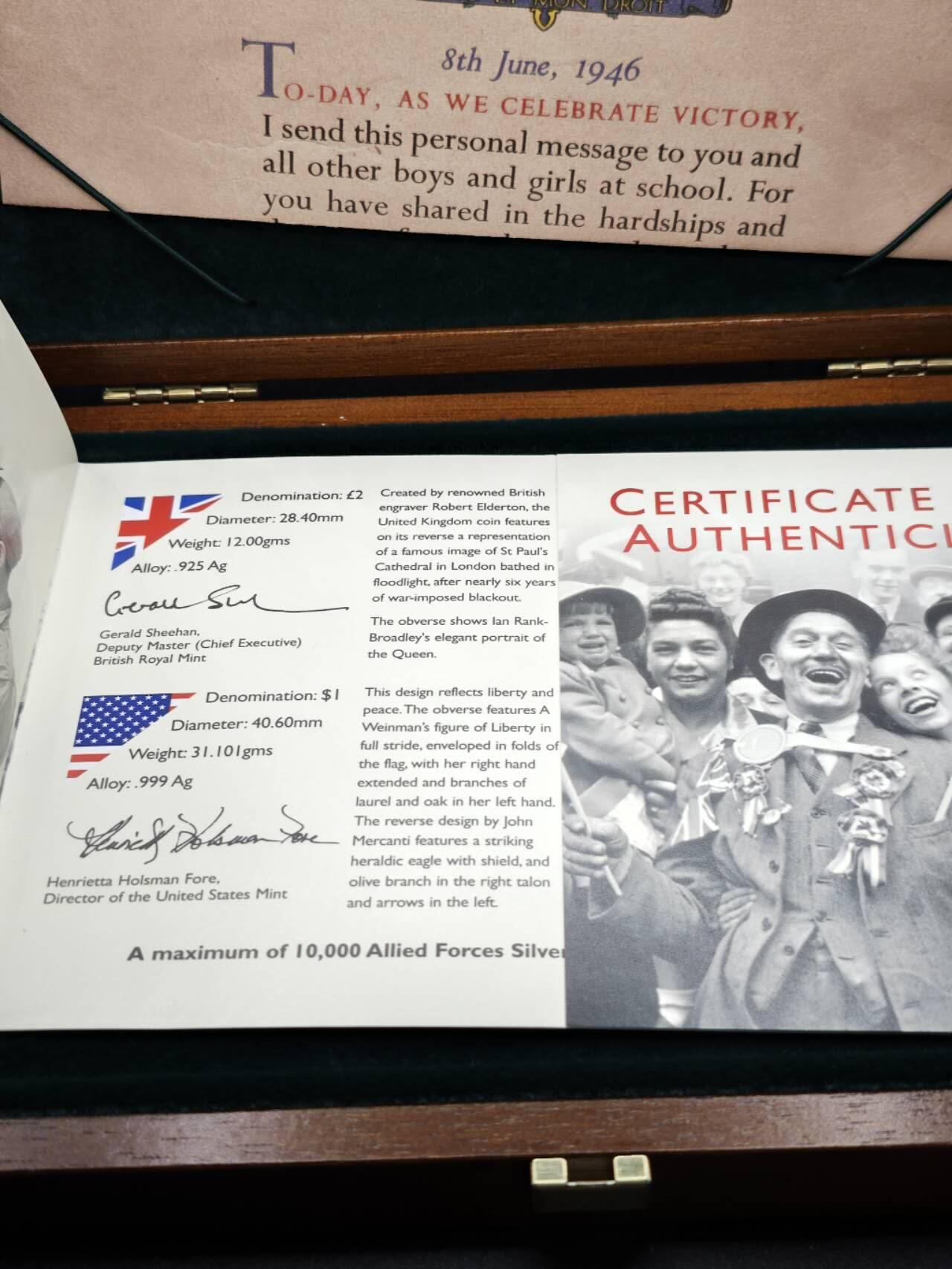 【淘币小摊】实时拍第七百七十四拍   散币空盒子场   满百包邮可预留二周 每周一统一发货   二战胜利60周年银币木质高档盒