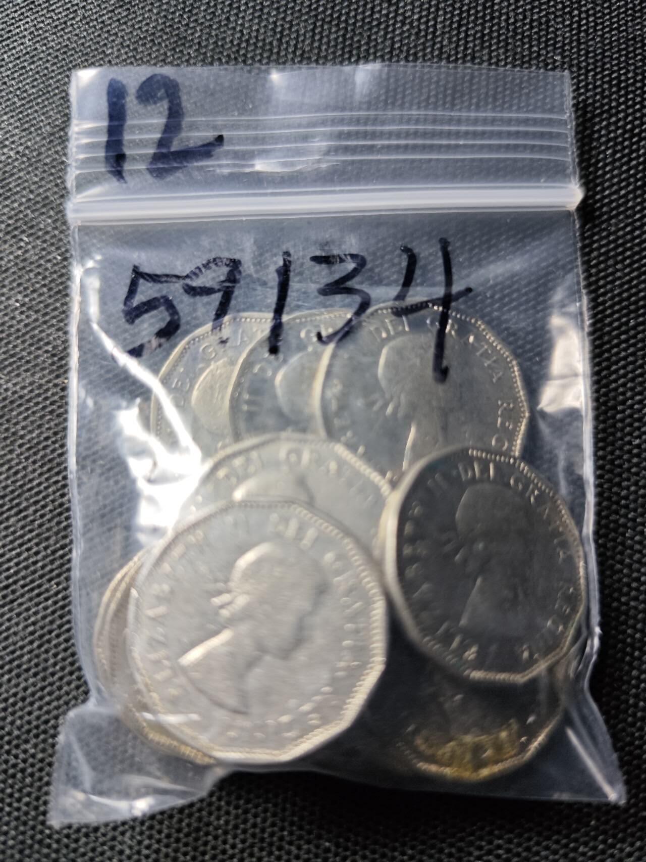 KK钱币收藏小铺  第359场  2月预留时间 周末发货  加拿大多边形5分镍币一组12枚