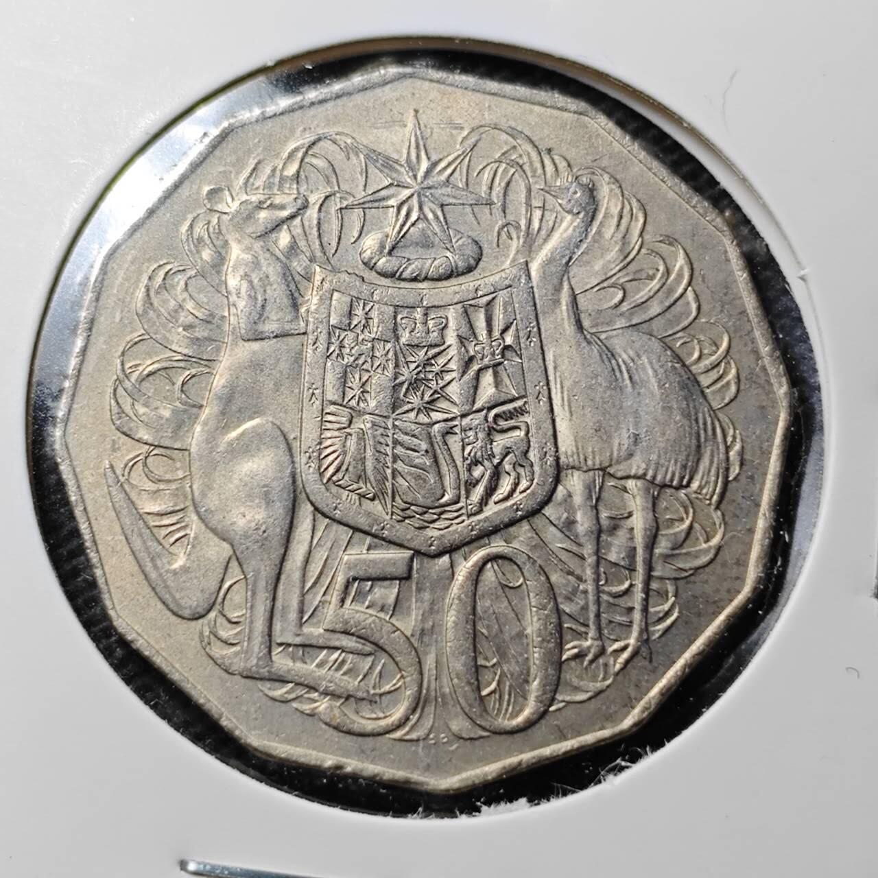 KK钱币收藏小铺  第359场  2月预留时间 周末发货  1976澳大利亚50分 好品