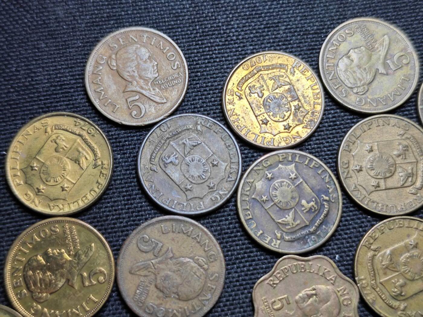 KK钱币收藏小铺  第359场  2月预留时间 周末发货  菲律宾5分铜币一组19枚