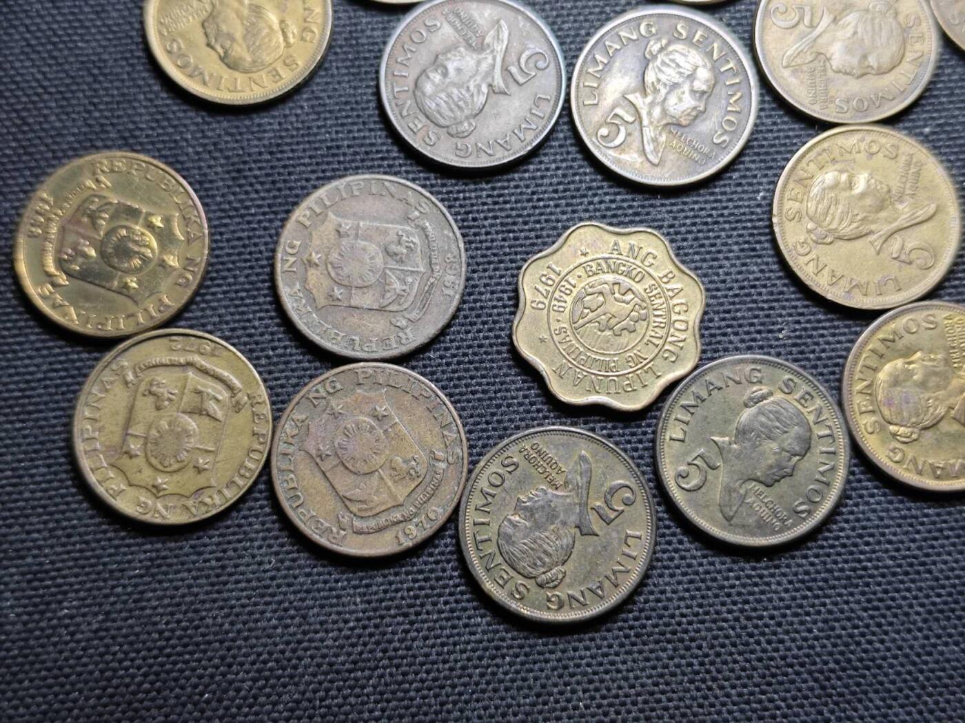 KK钱币收藏小铺  第359场  2月预留时间 周末发货  菲律宾5分铜币一组19枚