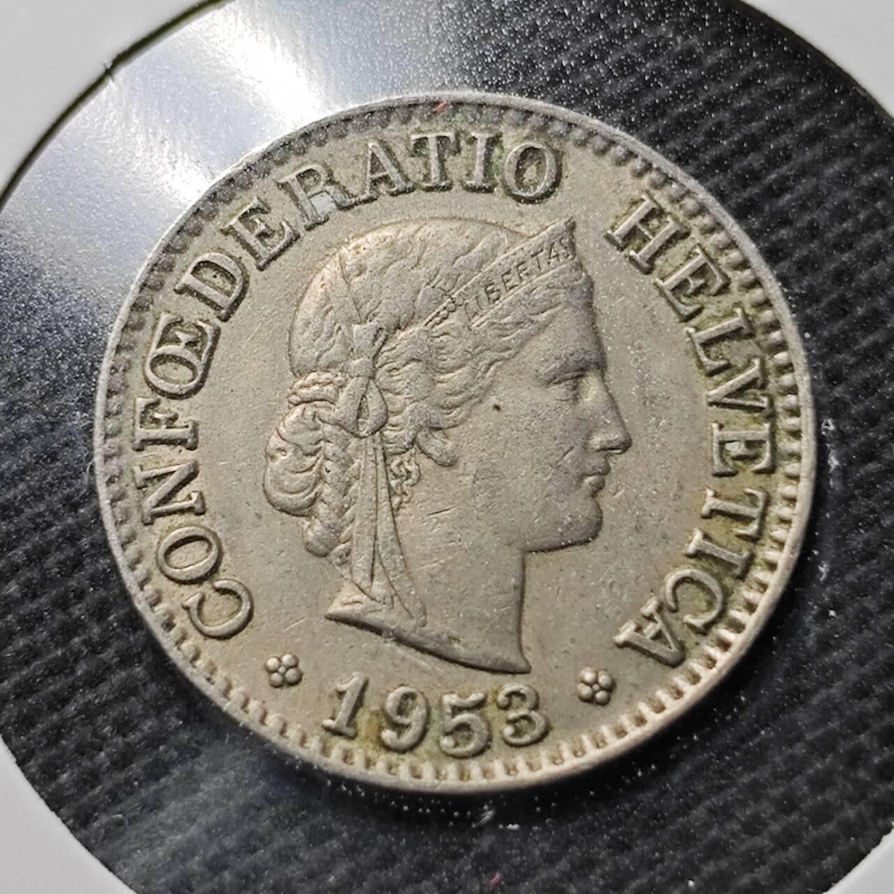 KK钱币收藏小铺  第359场  2月预留时间 周末发货  1953瑞士10分