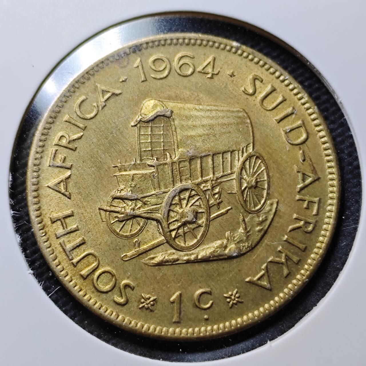 KK钱币收藏小铺  第359场  2月预留时间 周末发货  1964南非1分铜币