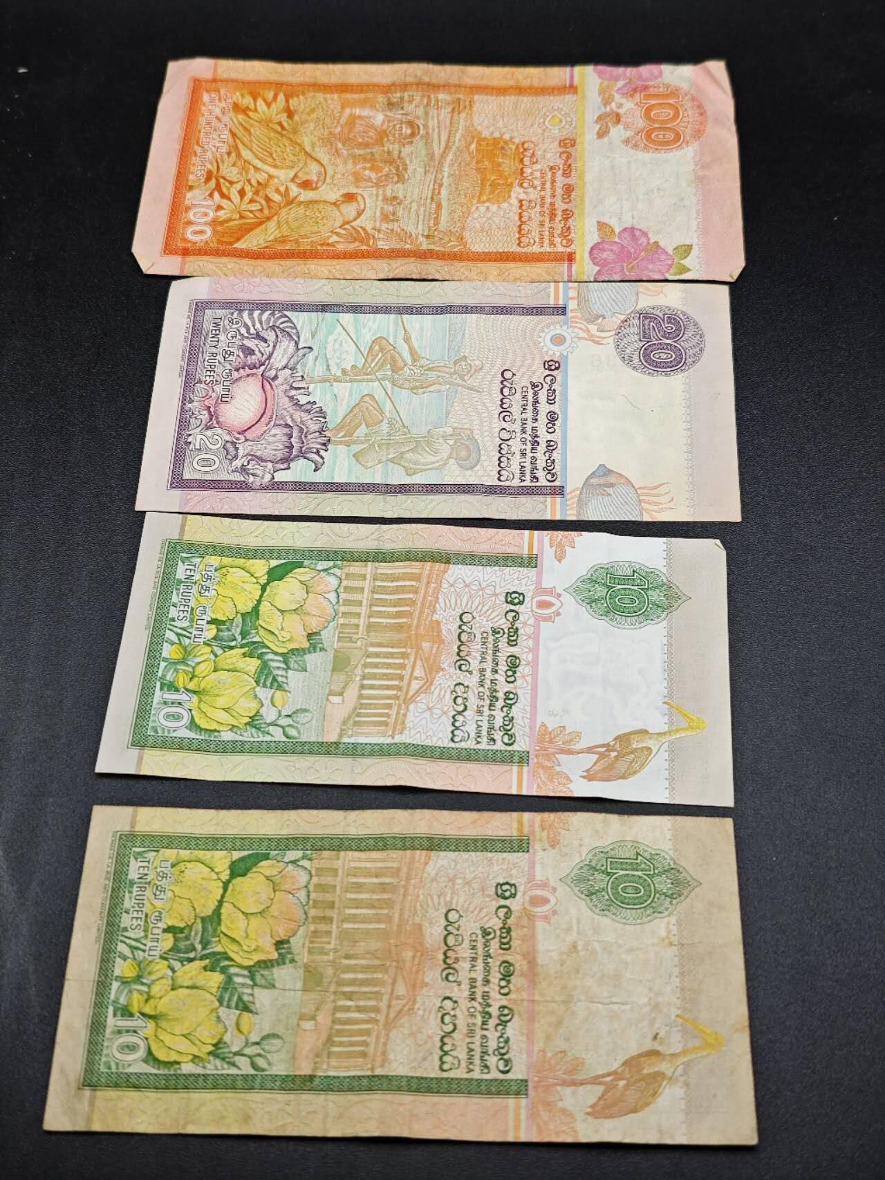 【淘币小摊】限时拍第七百七十七拍   纸币场  满百包邮可预留两周  周一统一发货  斯里兰卡10-50-100卢比4张