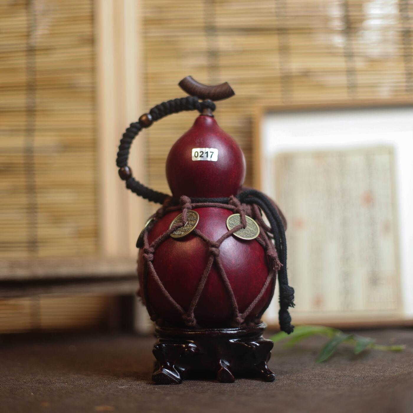 听雨轩（9）精品 非遗工艺天然大漆酒葫芦 一物一图专场 精品非遗工艺天然大漆酒葫芦0217 600ml