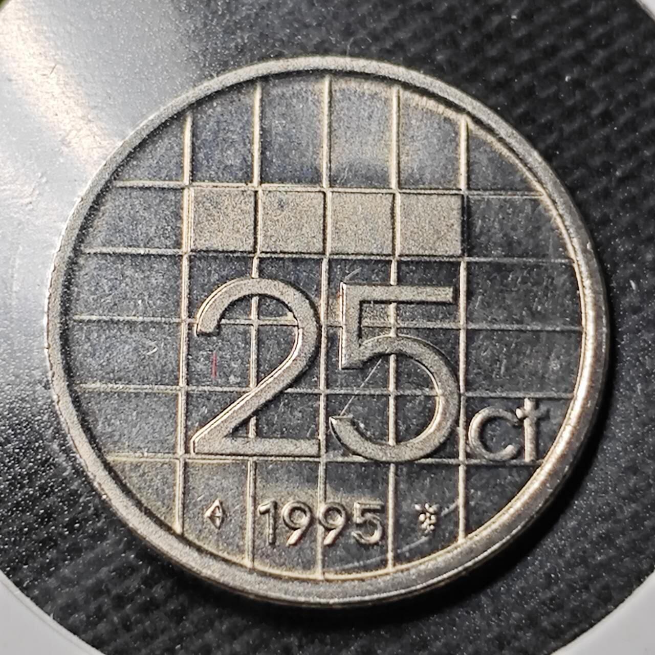 KK钱币收藏小铺  第359场  2月预留时间 周末发货 1995荷兰25分 好品 