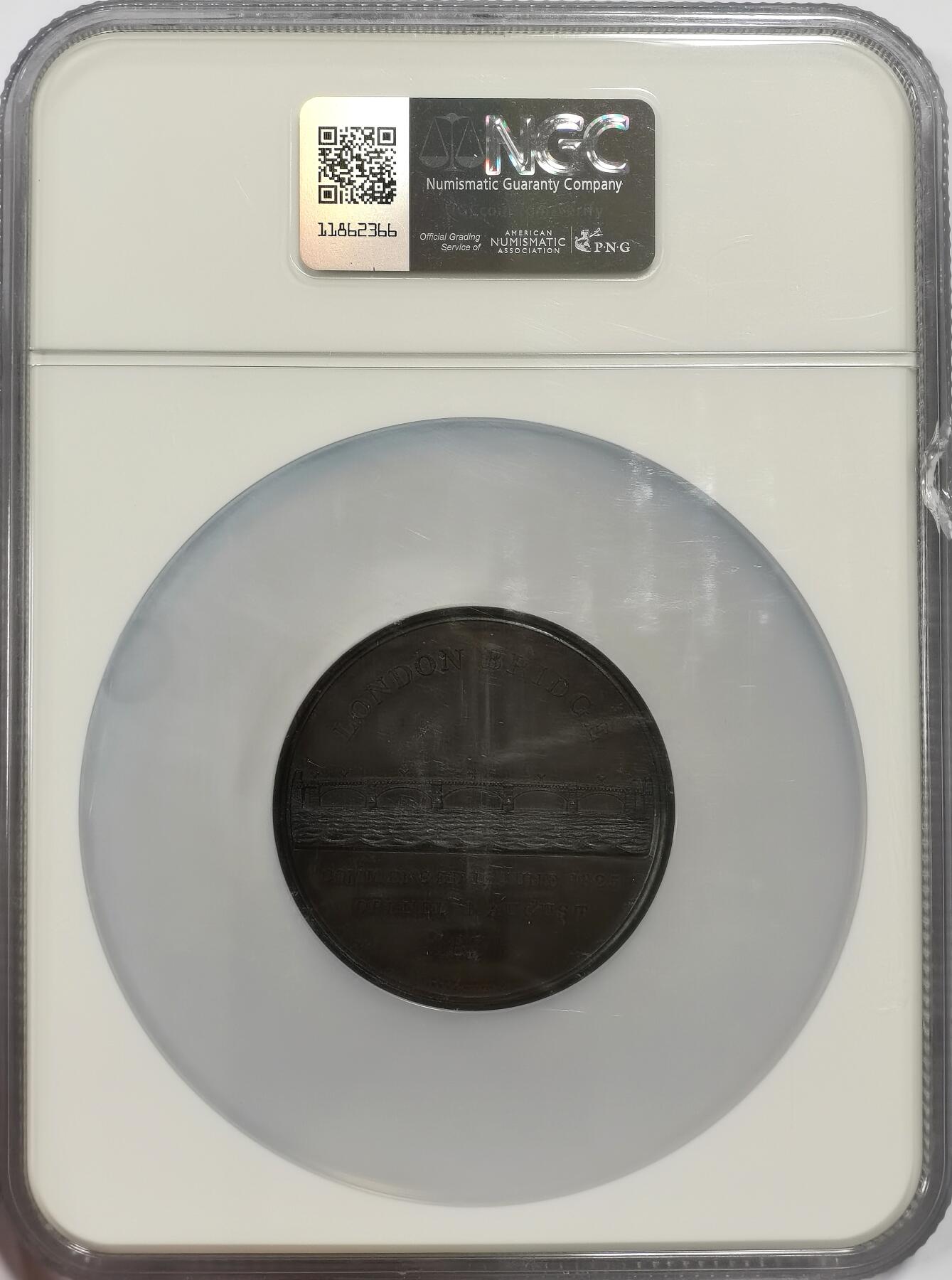 博洋堂世界钱币拍卖第144期（全场包邮） NGC MS62BN 英国1831年威廉四世伦敦桥开通纪念大铜章，51mm，NGC超大盒封装，伦敦金融城系列一号作品，铜色温润，状态很好