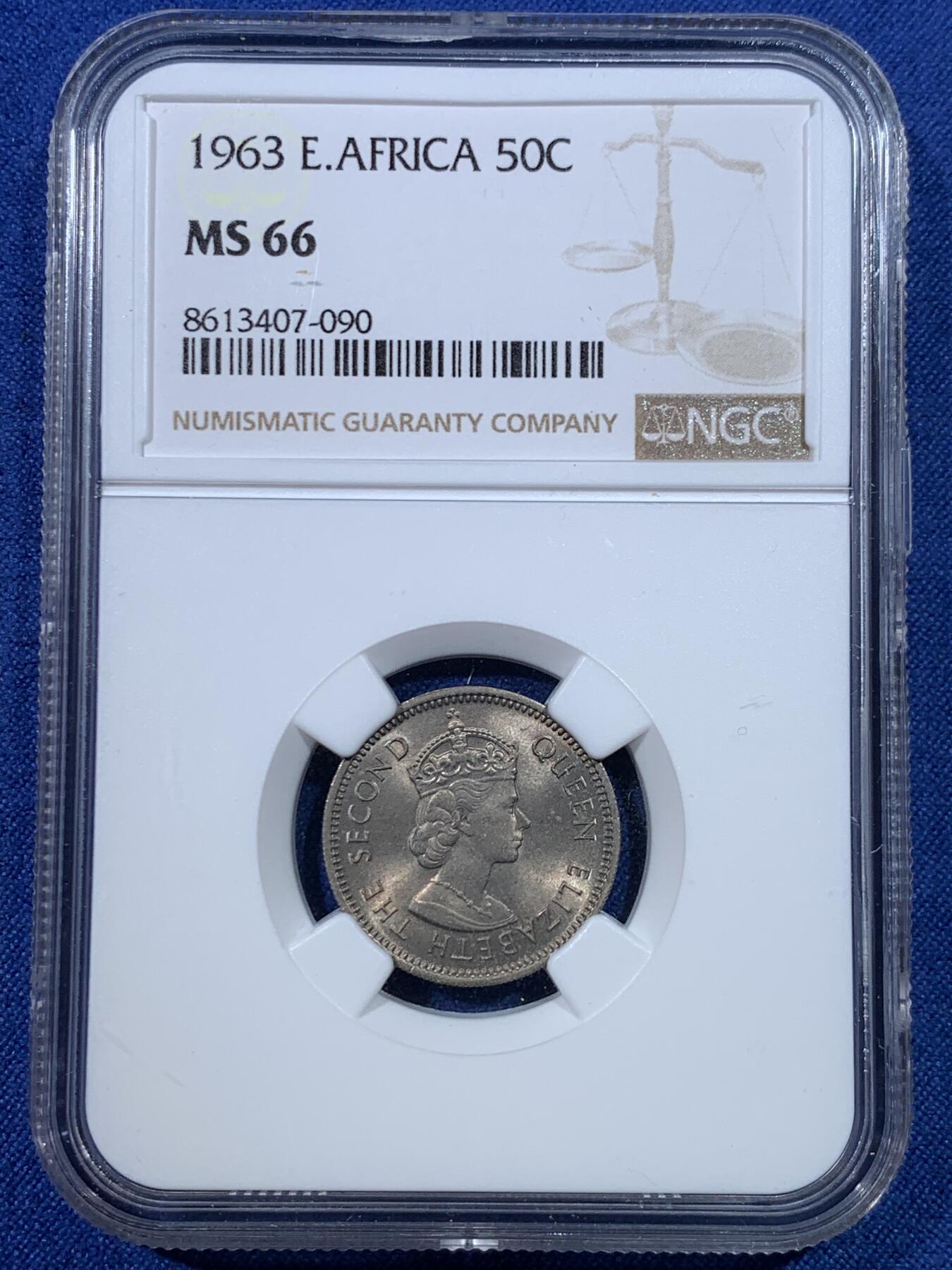 《竞宝斋》第432场 周日，周一 2场连拍 （全场包邮） 四枚一组 NGC MS65-66 英属东非伊丽莎白二世时期四面值一组 都是65/66分高分！收藏一步到位！其中66分镍币是亚军分（冠军分仅1枚）！