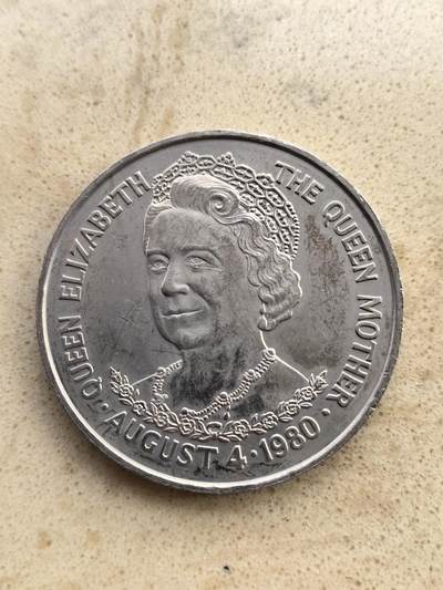 道一币馆币章第一百五十二场 - 特里斯坦-达库尼亚群岛1980年伊丽莎白王太后80寿辰25便士纪念币