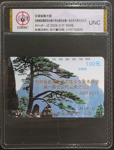 公藏第124期评级卡拍卖 - 安徽田村加字卡（安徽集卡委第一届会员大会）一枚公博UNC。