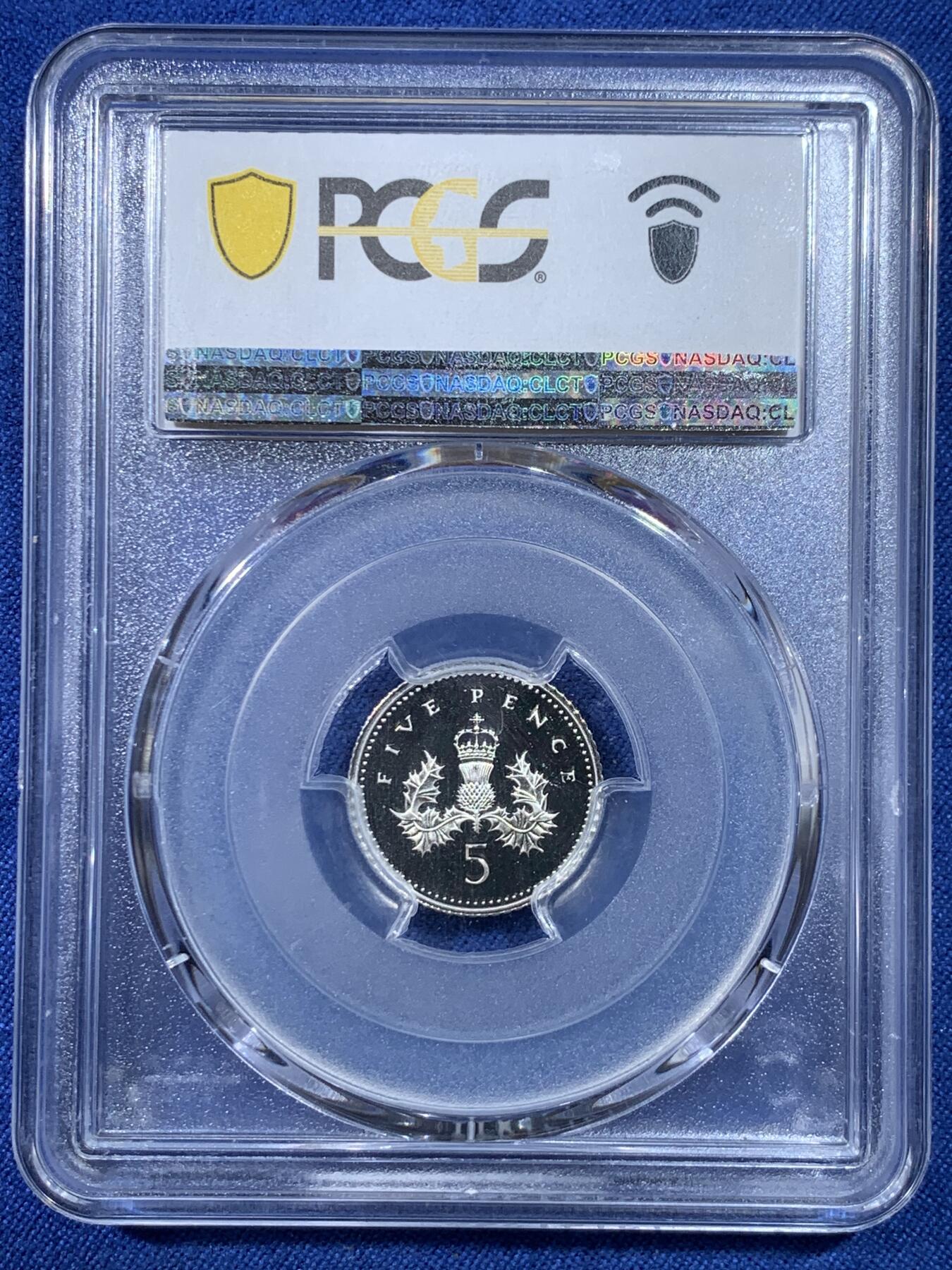 《竞宝斋》第432场 周日，周一 2场连拍 （全场包邮） PCGS PR68DCAM 英国 1990年 精制5便士银币 发行量35000枚，PCGS季军分