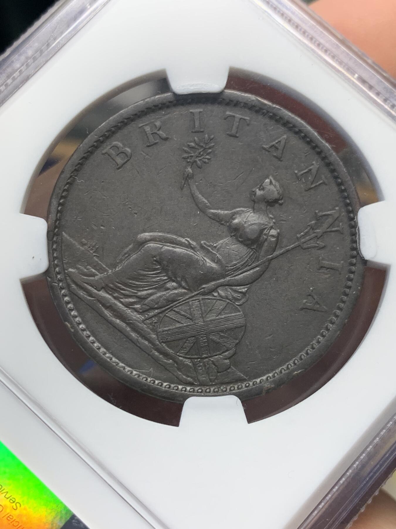 《竞宝斋》第432场 周日，周一 2场连拍 （全场包邮） NGC XF40BN 1807年 英国SOHO厂 乔治三世 1便士大铜币