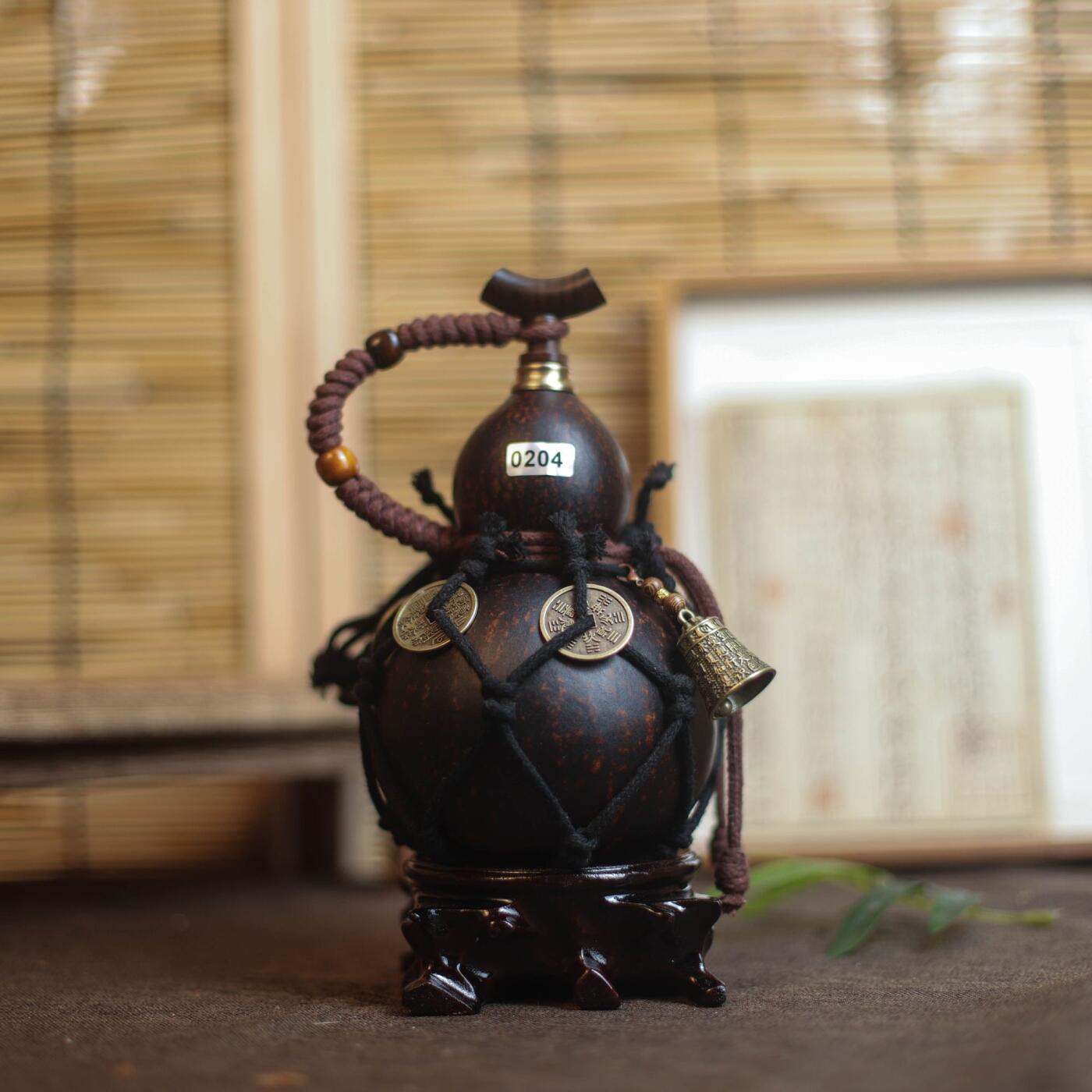 听雨轩（9）精品 非遗工艺天然大漆酒葫芦 一物一图专场 精品非遗工艺天然大漆酒葫芦0204 500ml