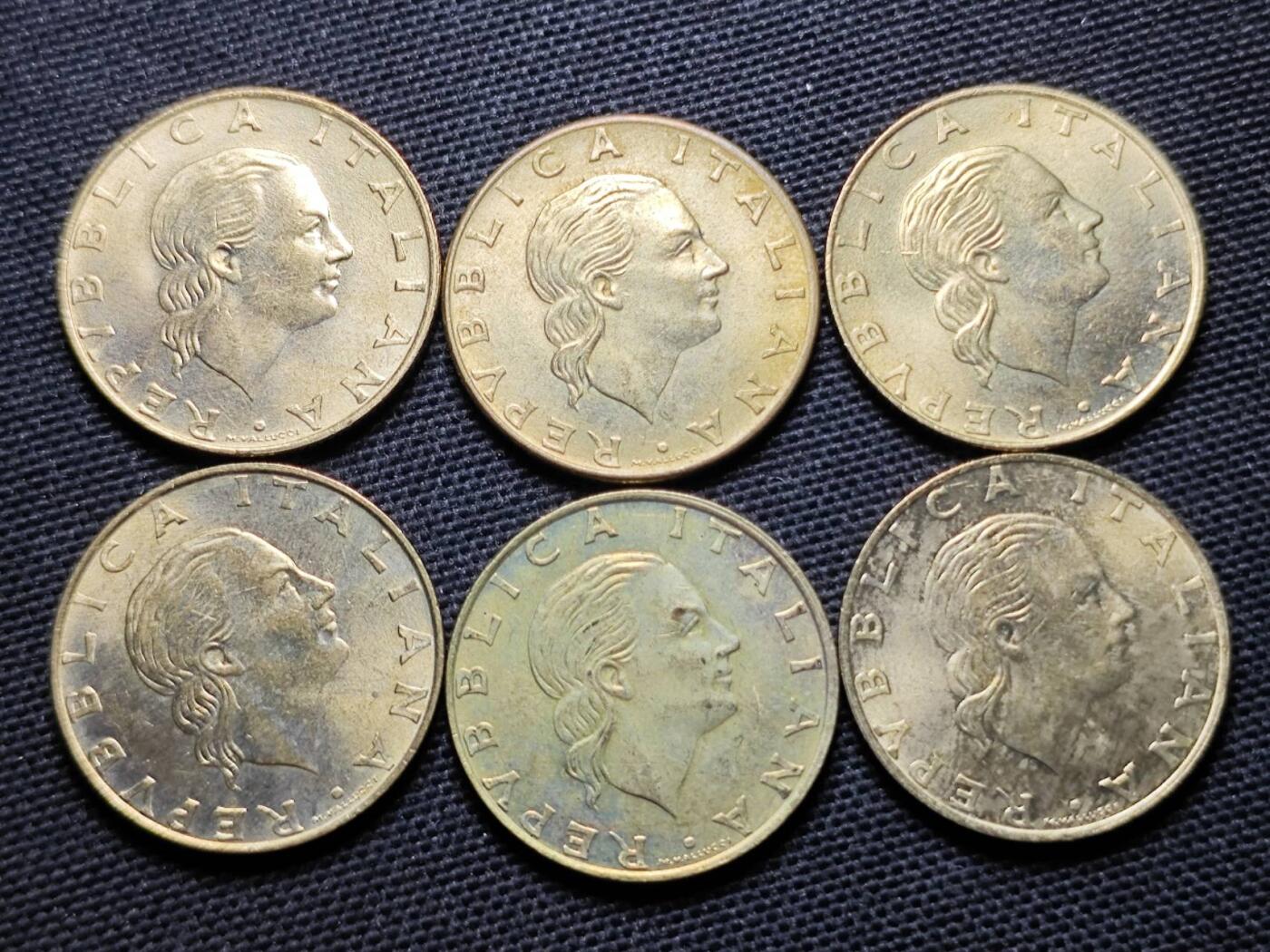 KK钱币收藏小铺  第359场  2月预留时间 周末发货  意大利200里拉好品一组6枚