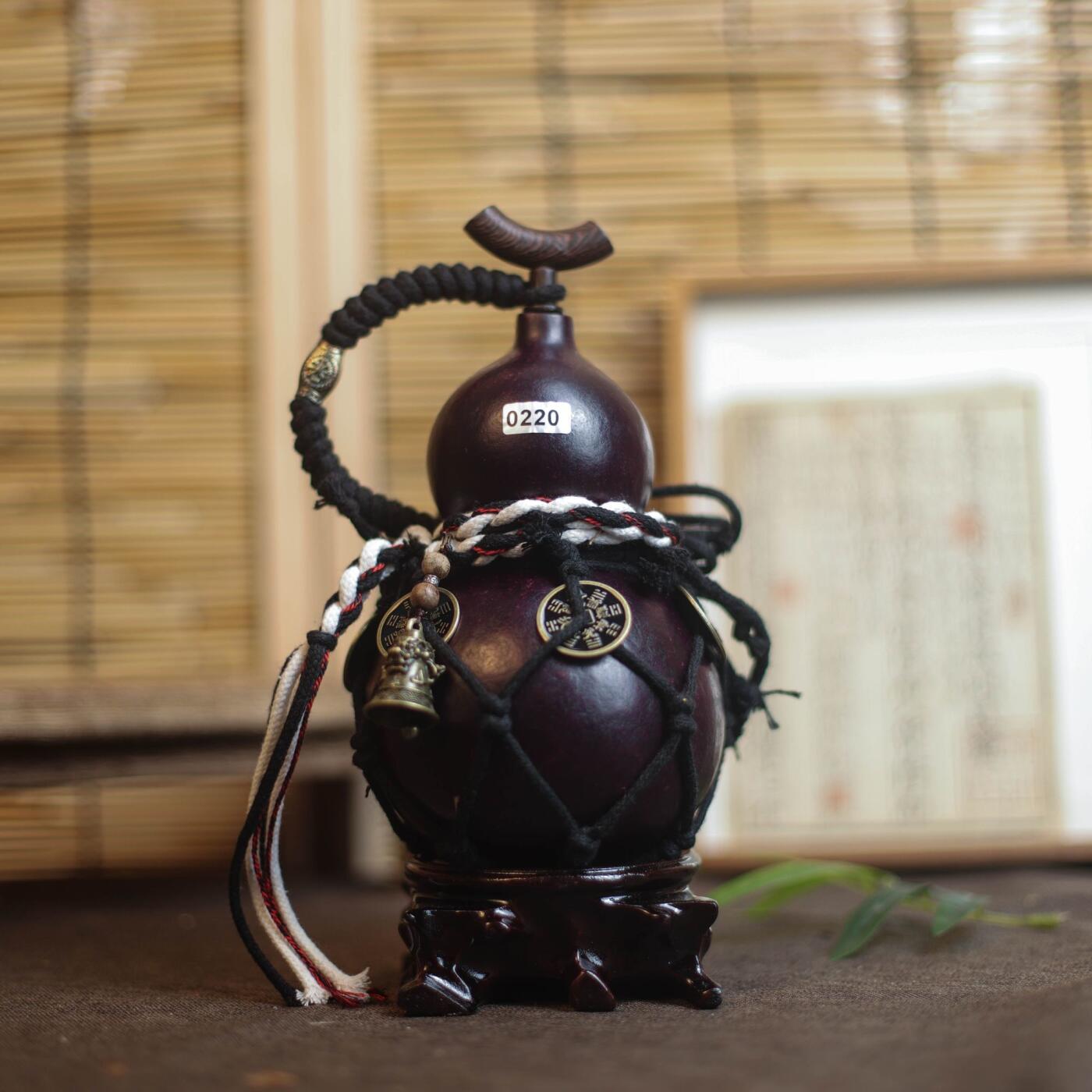 听雨轩（9）精品 非遗工艺天然大漆酒葫芦 一物一图专场 精品非遗工艺天然大漆酒葫芦0220 600ml