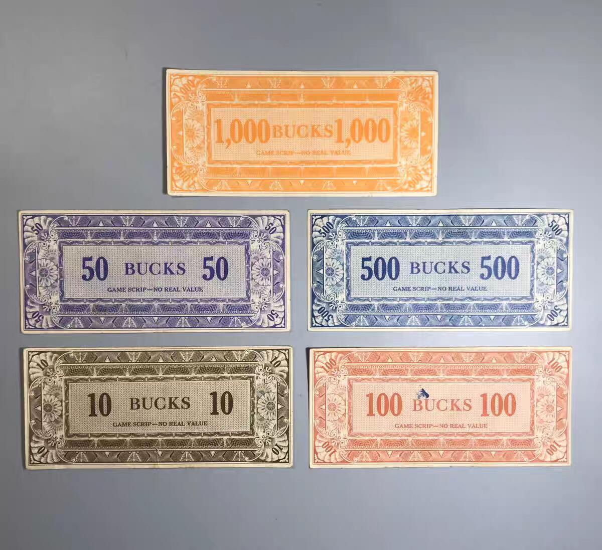 10月26号晚上8点 外国纸币自动截拍第46场 游戏代用币 10,50,100,500,1000bucks