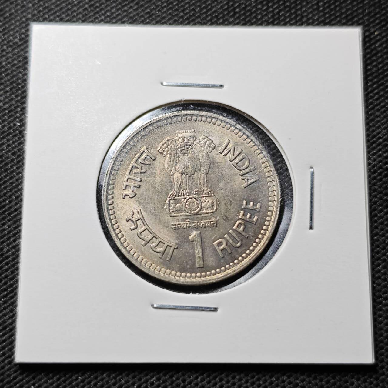 KK钱币收藏小铺  第359场  2月预留时间 周末发货  1989印度1卢比纪念币