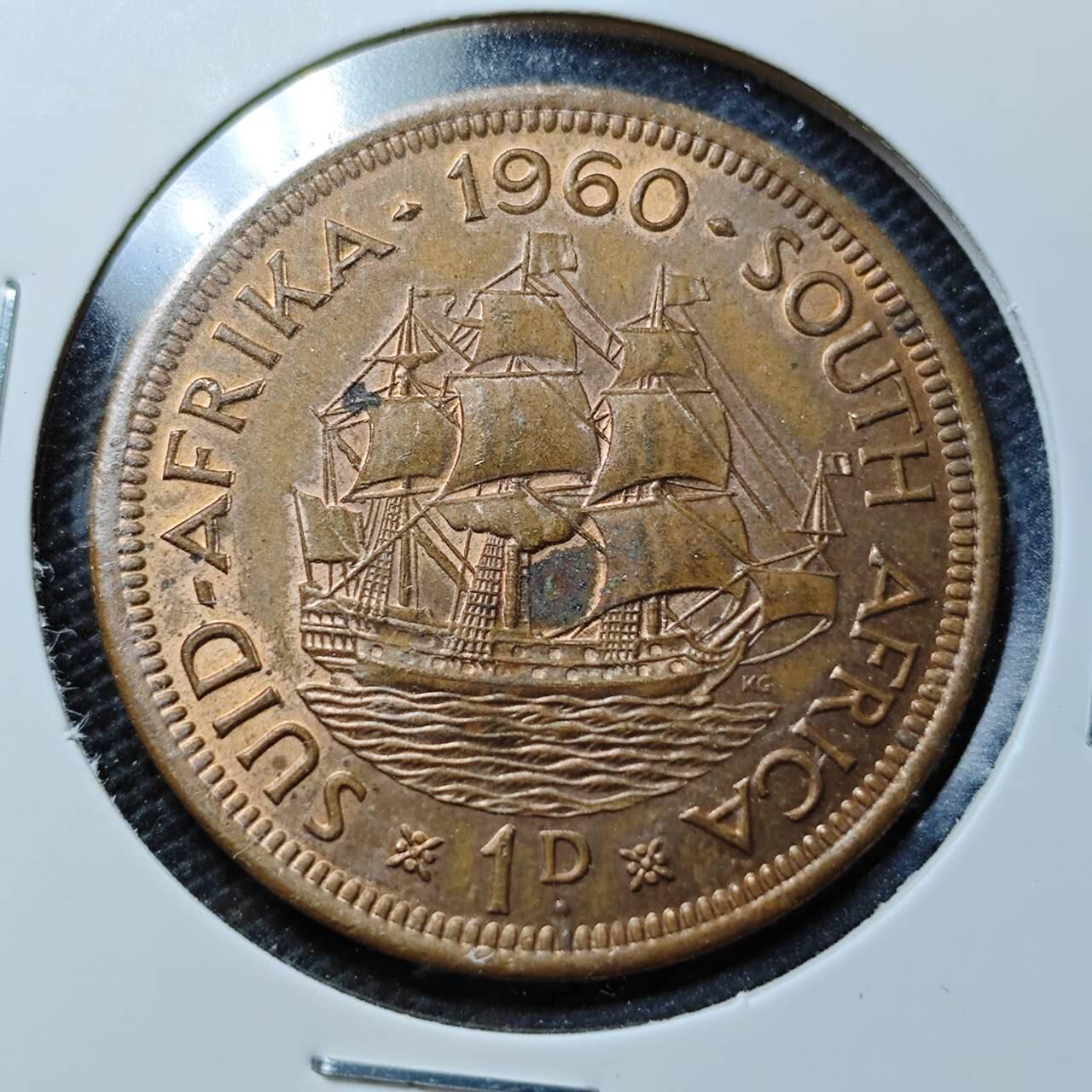 KK钱币收藏小铺  第359场  2月预留时间 周末发货  1960英属南非1便士铜币