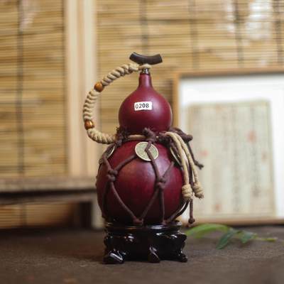 听雨轩（9）精品 非遗工艺天然大漆酒葫芦 一物一图专场 - 精品非遗工艺天然大漆酒葫芦0208 600ml