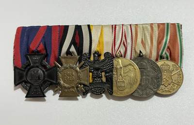 韵星假日精品2025秋季军品类拍卖会-- Rimey Holidays Boutique 2025 Autumn Militaria Sale - 帝德勋奖章六联排—二级奥古斯特勋章、荣誉十字奖章、二级西里西亚鹰勋章、奥地利一战参战奖章、匈牙利一战参战奖章、保加利亚一战参战奖章